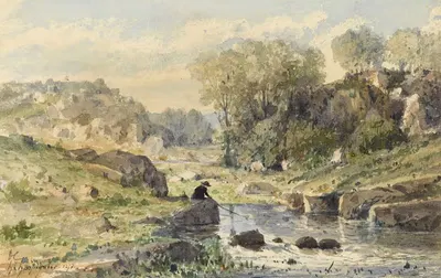 Рыбак by Анри-Жозеф Арпиньи, 1857 — digital art print download
