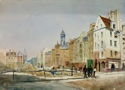 Chantiers de démolition de la rue des Billettes, 1888 by Henry Eugène Nocq — digital art print download