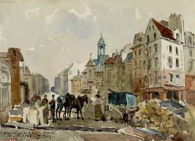 Démolition de la rue des Billettes, le 19 avril 1888 by Henry Eugène Nocq — digital art print download