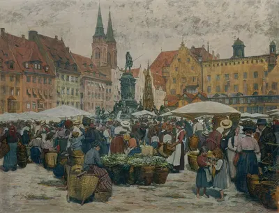 Рынок в Нюрнберге by Иоганн Непомук Геллер, 1894-1895 — digital art print download