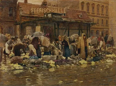Рыночная сцена на вересковой пустоши by Иоганн Непомук Геллер — digital art print download