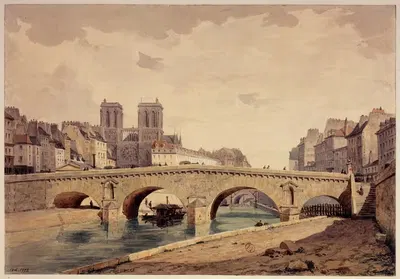 Старый мост Сен-Мишель в 1850 году by Луи-Мартиял-Теодат Массон — digital art print download