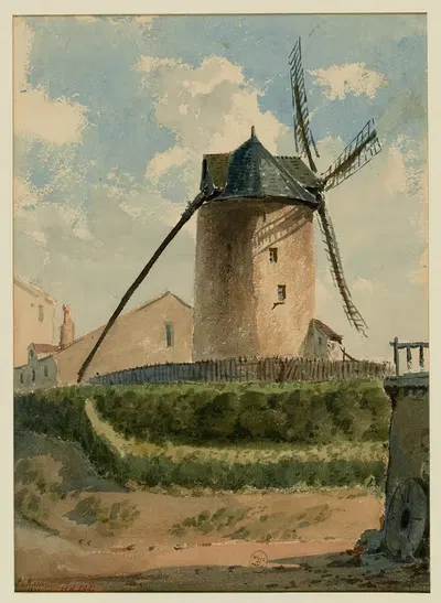Мулен на улице Жирардон в Монмартре в 1847 году, 18-й округ, Париж by Луи-Мартиял-Теодат Массон — digital art print download