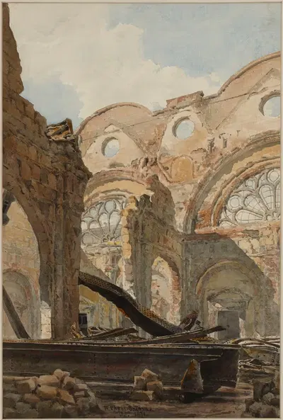 Руины Дворца правосудия, зал потерянных шагов, после пожара 1871 года by Ричард Фене Спайерс, 1871 — digital art print…