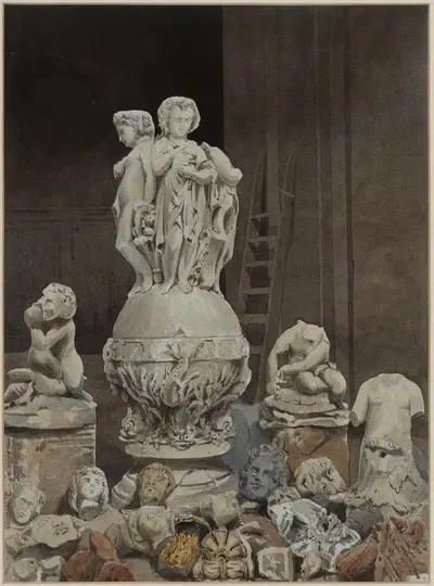 Остатки скульптурных элементов, украшающих ратушу в 1871 году by Ричард Фене Спайерс, 1871 — digital art print download