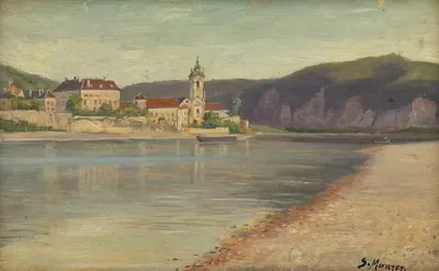 Вид на Дюрнштайн с противоположного берега Дуная by Серафин Маурер, 1910 — digital art print download