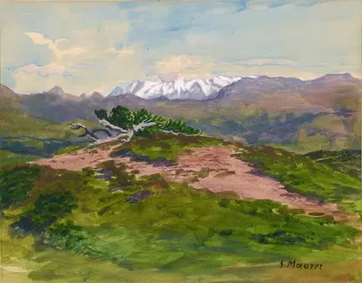 Пешеходная тропа в горах с видом на Циллертальские Альпы by Серафин Маурер, 1920 — digital art print download