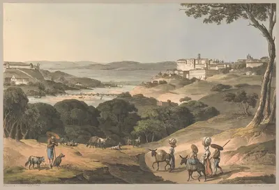 City of Coimbra on the Mondego in 1810 by Charles Turner, 1810 — digital art print download