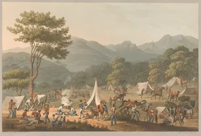Войска, расположившиеся ниже деревни Вилла Велья, 19 мая 1811 года by Шарль Тёрнер, 1811 — digital art print download