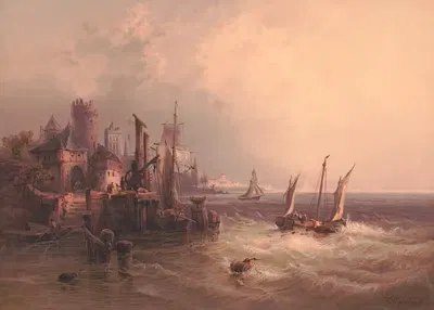 Шотландское побережье by Эдмунд Фёрстер и Ко, 1872 — digital art print download