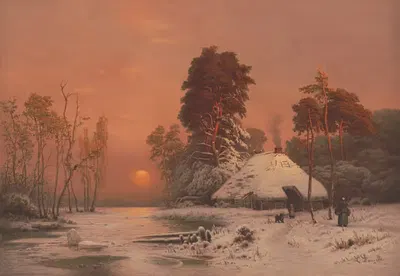 Закат зимой by Эдмунд Фёрстер и Ко, 1872 — digital art print download