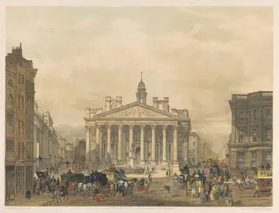 Королевская биржа и Банк Англии by Эдмунд Уокер, 1852 — digital art print download