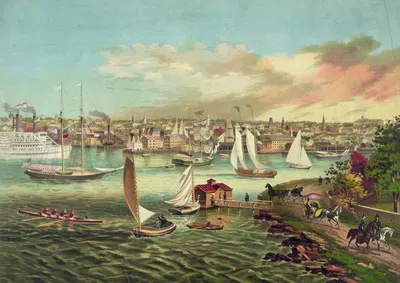 Ньюпорт-Бич, Род-Айленд by Ф. Глиссон, 1876 — digital art print download