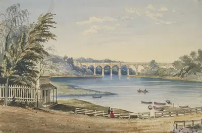 High Bridge New York by Fanny Palmer, 1849 — digital art print download