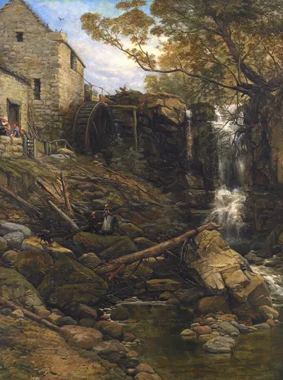 Figures by the Old Water Mill near Whitby by Thomas Creswick — digital art print download