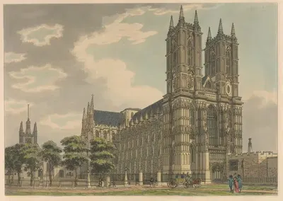 North West View of Westminster Abbey by Thomas Malton, 1793 — digital art print download