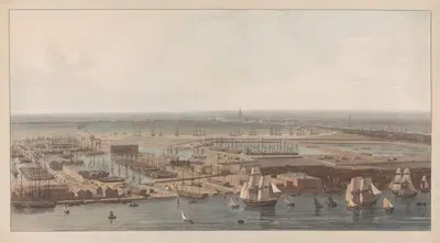 A View of the Commercial Docks at Rotherhithe by William Daniell, 1803 — digital art print download