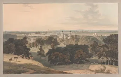 London from Greenwich Park by William Daniell, 1804 — digital art print download