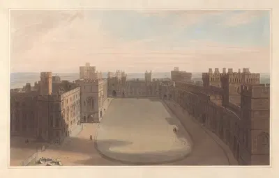 The Quadrangle, Windsor Castle – View from the Round Tower, Windsor Castle by William Daniell — digital art print download