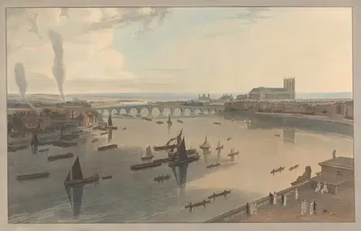Westminster Bridge and the Abbey by William Daniell, 1805 — digital art print download