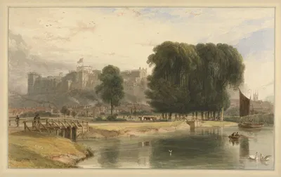 Windsor Castle from near Brocas Meadows by William Daniell, 1827 — digital art print download