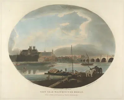 Вид у моста Вестминстер by Уильям Марлоу, 1777 — digital art print download