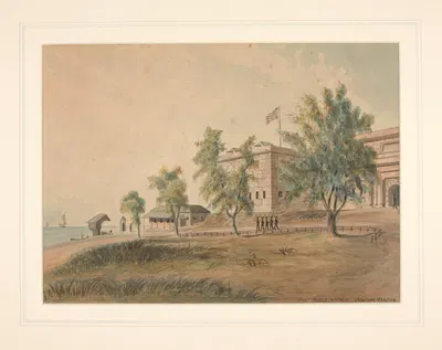Форт Независимости. Бостонская гавань. by Бенджамин Шампни, 1850 — digital art print download