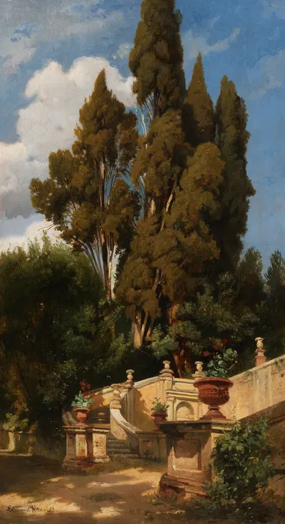 Im Park der Villa d'Este bei Tivoli by Edmund Kanoldt, 1870 — digital art print download
