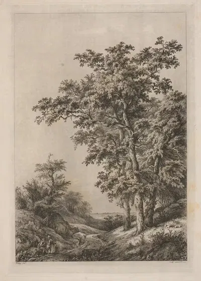 The three oaks by Eugene-Stanislas-Alexandre Blery, 1839 — digital art print download