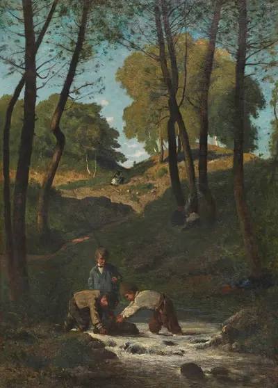 Купающиеся под струей воды by Анри-Жозеф Арпиньи, 1857 — digital art print download