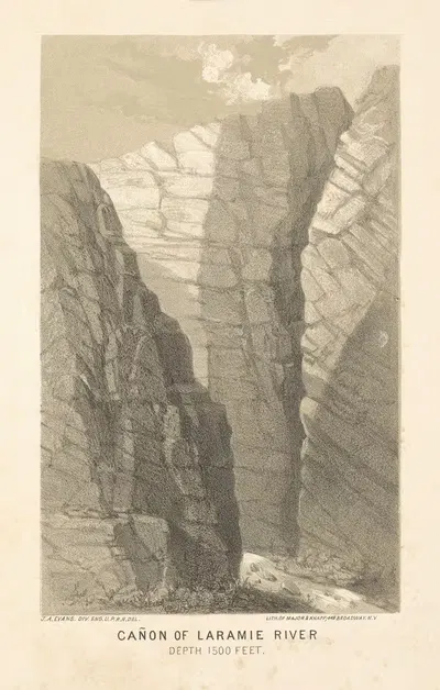 Canon of Laramie River, depth 1500 feet by Joseph F. Knapp, 1864 — digital art print download