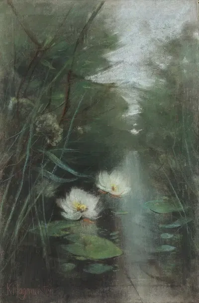 Пейзаж с прудом и кувшинками by Карл Хагемейстер, 1905-1910 — digital art print download