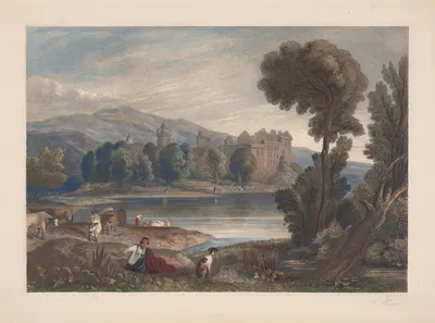 Замок на берегу озера by Луи Марви, 1850 — digital art print download