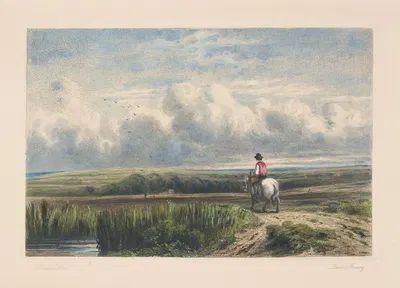 Пейзаж с сенокосами (Дэвид Кокс) by Луи Марви, 1850 — digital art print download