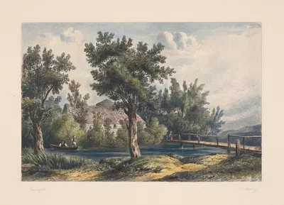 Пейзаж с коттеджем (Патрик Насмут) by Луи Марви, 1850 — digital art print download