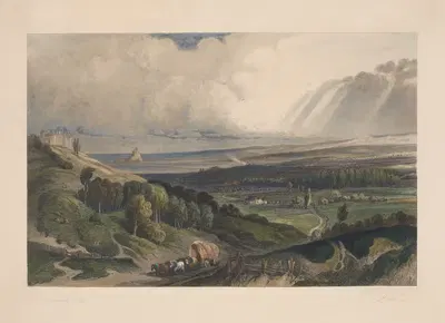 Пейзаж с накрытым вагоном (Кларксон Стэнфилд) by Луи Марви, 1850 — digital art print download