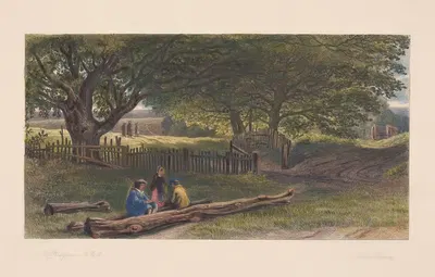 Пейзаж с цыганами by Луи Марви, 1850 — digital art print download