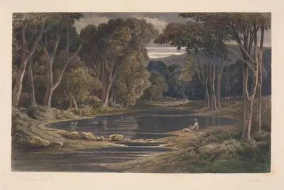 Лесное озеро с сидящей фигурой (Фрэнсис Дэнби) by Луи Марви, 1850 — digital art print download