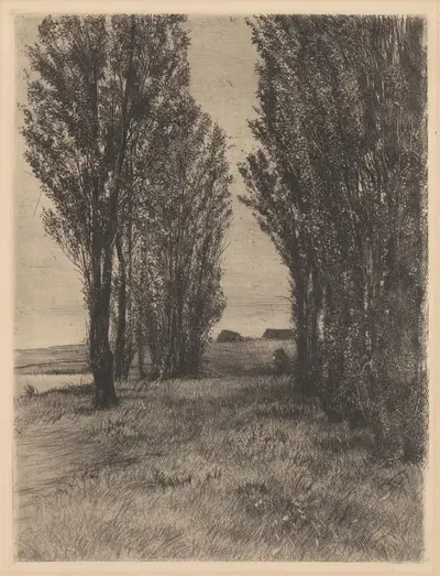 Пастбищный ландшафт с тополями by Петер фон Хальм, 1896 — digital art print download