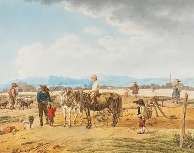 Begegnung auf der Landstrasse by Wilhelm von Kobell, 1803 — digital art print download
