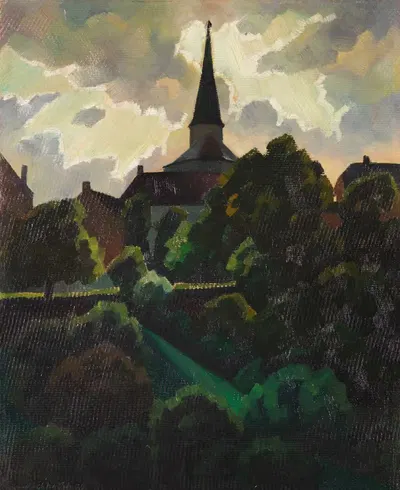 После грозы (Церковь в Мандершейде) by Адольф Эрбслё, 1932 — digital art print download