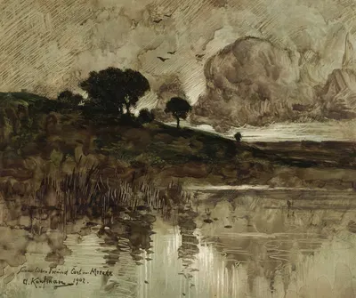 Herbstabend am See by Adolf Kaufmann, 1902 — digital art print download