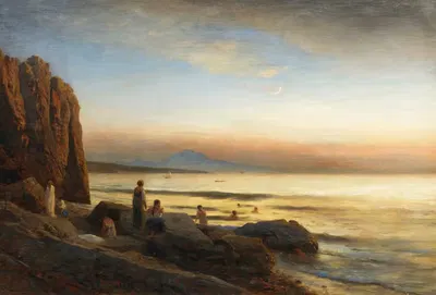 Купающиеся женщины на заливе Неаполя by Альберт Фламм, 1889 — digital art print download
