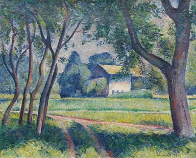 Wiesenlandschaft mit Gehöft by Alexander Kanoldt, 1921 — digital art print download