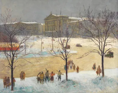 Южный вокзал в снегу by Антон Ганс Карлинский, 1937 — digital art print download