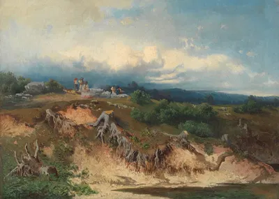 Uferpartie mit kampierenden 'Zigeunern' by August Schaeffer von Wienwald, 1857 — digital art print download