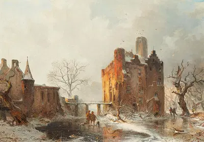 Замок Дорненбург зимой by Карл Хилгерс, 1878 — digital art print download