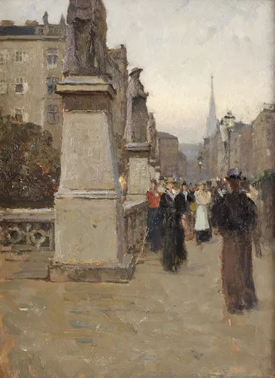 Blick vom rechten Brückenkopf der Elisabethbrücke gegen die Kärntnerstrasse by Carl Moll, 1895 — digital art print download