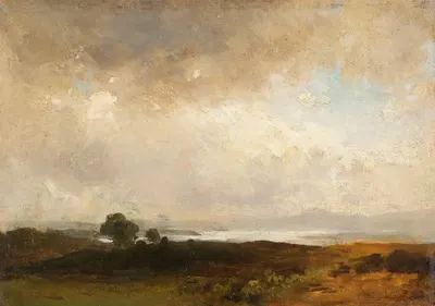 Пейзаж у озера с надвигающимися облаками by Кристиан Эрнст Морганштерн, 1843 — digital art print download