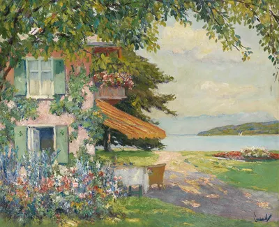 Весенний сад в Штарнберге by Эдвард Кукуэль, 1920 — digital art print download